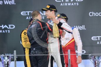 World © Octane Photographic Ltd. FIA Formula 2 (F2) – Abu Dhabi GP - Race 1. ART Grand Prix - George Russell, Russian Time - Artem Markelov and Campos Vexatec Racing - Luca Ghiotto. Yas Marina Circuit, Abu Dhabi. Saturday 24th November 2018.