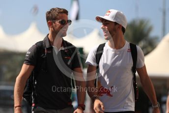 World © Octane Photographic Ltd. Formula 1 –  Abu Dhabi GP - Paddock. Alfa Romeo Sauber F1 Team C37 – Charles Leclerc and Haas F1 Team VF-18 – Romain Grosjean. Yas Marina Circuit, Abu Dhabi. Friday 23rd November 2018.