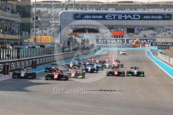 World © Octane Photographic Ltd. GP3 – Abu Dhabi GP – Race 1. Race Start. Yas Marina Circuit, Abu Dhabi. Saturday 24th November 2018.