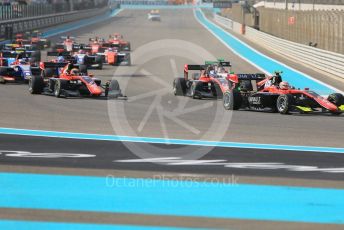 World © Octane Photographic Ltd. GP3 – Abu Dhabi GP – Race 1. Race Start. Yas Marina Circuit, Abu Dhabi. Saturday 24th November 2018.