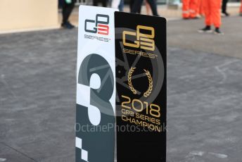 World © Octane Photographic Ltd. GP3 – Abu Dhabi GP – Race 1. 2019 GP3 Series Champion board. Yas Marina Circuit, Abu Dhabi. Saturday 24th November 2018.