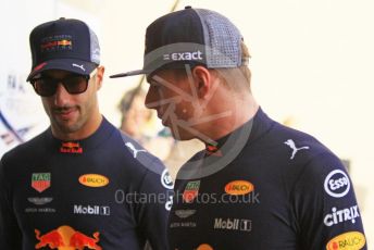 World © Octane Photographic Ltd. Formula 1 –  Abu Dhabi GP - Paddock. Aston Martin Red Bull Racing TAG Heuer RB14 – Max Verstappen and Daniel Ricciardo. Yas Marina Circuit, Abu Dhabi. Sunday 25th November 2018.