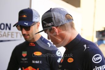 World © Octane Photographic Ltd. Formula 1 –  Abu Dhabi GP - Paddock. Aston Martin Red Bull Racing TAG Heuer RB14 – Max Verstappen and Daniel Ricciardo. Yas Marina Circuit, Abu Dhabi. Sunday 25th November 2018.