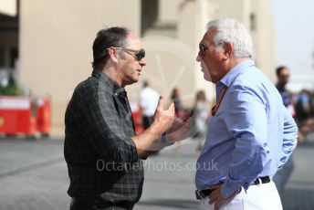 World © Octane Photographic Ltd. Formula 1 - Abu Dhabi GP - Paddock. Lance Stroll father Lawrence Stroll - investor, part-owner of Racing Point Force India Formula 1 team and Gerhard Berger. Yas Marina Circuit, Abu Dhabi. Sunday 25th November 2018.