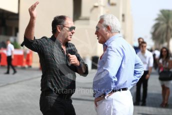 World © Octane Photographic Ltd. Formula 1 - Abu Dhabi GP - Paddock. Lance Stroll father Lawrence Stroll - investor, part-owner of Racing Point Force India Formula 1 team and Gerhard Berger. Yas Marina Circuit, Abu Dhabi. Sunday 25th November 2018.