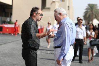 World © Octane Photographic Ltd. Formula 1 - Abu Dhabi GP - Paddock. Lance Stroll father Lawrence Stroll - investor, part-owner of Racing Point Force India Formula 1 team and Gerhard Berger. Yas Marina Circuit, Abu Dhabi. Sunday 25th November 2018.