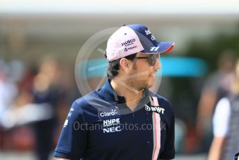 World © Octane Photographic Ltd. Formula 1 –  Abu Dhabi GP - Paddock. Racing Point Force India VJM11 - Sergio Perez. Yas Marina Circuit, Abu Dhabi. Thursday 22nd November 2018.