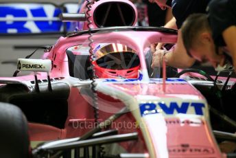 World © Octane Photographic Ltd. Formula 1 –  Abu Dhabi GP - Pit Lane. Racing Point Force India VJM11 - Esteban Ocon. Yas Marina Circuit, Abu Dhabi. Thursday 22nd November 2018.
