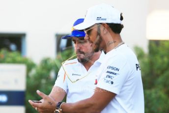 World © Octane Photographic Ltd. Formula 1 –  Abu Dhabi GP - Paddock. McLaren MCL33 – Fernando Alonso and Mercedes AMG Petronas Motorsport AMG F1 W09 EQ Power+ - Lewis Hamilton. Yas Marina Circuit, Abu Dhabi. Thursday 22nd November 2018.