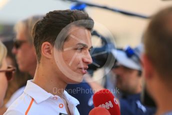 World © Octane Photographic Ltd. Formula 1 –  Abu Dhabi GP - Paddock. McLaren MCL33 Reserve Driver – Lando Norris. Yas Marina Circuit, Abu Dhabi. Thursday 22nd November 2018.