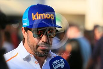 World © Octane Photographic Ltd. Formula 1 –  Abu Dhabi GP - Paddock. McLaren MCL33 – Fernando Alonso. Yas Marina Circuit, Abu Dhabi. Thursday 22nd November 2018.