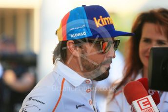 World © Octane Photographic Ltd. Formula 1 –  Abu Dhabi GP - Paddock. McLaren MCL33 – Fernando Alonso. Yas Marina Circuit, Abu Dhabi. Thursday 22nd November 2018.