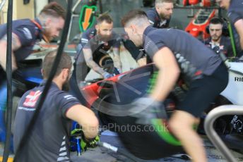 World © Octane Photographic Ltd. Formula 1 –  Abu Dhabi GP - Pit Lane. Haas F1 Team VF-18 – practice pit stop. Yas Marina Circuit, Abu Dhabi. Thursday 22nd November 2018.
