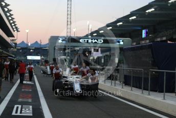 World © Octane Photographic Ltd. Formula 1 –  Abu Dhabi GP - Pit Lane. Alfa Romeo Sauber F1 Team C37 – Antonio Giovinazzi. Yas Marina Circuit, Abu Dhabi. Thursday 22nd November 2018.