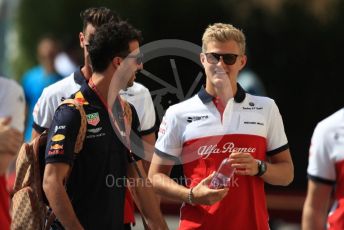 World © Octane Photographic Ltd. Formula 1 –  Abu Dhabi GP - Paddock. Aston Martin Red Bull Racing TAG Heuer RB14 – Daniel Ricciardo and Alfa Romeo Sauber F1 Team C37 – Marcus Ericsson. Yas Marina Circuit, Abu Dhabi. Thursday 22nd November 2018.