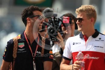 World © Octane Photographic Ltd. Formula 1 –  Abu Dhabi GP - Paddock. Aston Martin Red Bull Racing TAG Heuer RB14 – Daniel Ricciardo and Alfa Romeo Sauber F1 Team C37 – Marcus Ericsson. Yas Marina Circuit, Abu Dhabi. Thursday 22nd November 2018.