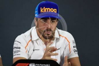 World © Octane Photographic Ltd. Formula 1 – Abu Dhabi GP - FIA Drivers’ Press Conference. McLaren – Fernando Alonso. Yas Marina Circuit, Abu Dhabi. Thursday 22nd November 2018.