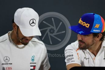 World © Octane Photographic Ltd. Formula 1 – Abu Dhabi GP - FIA Drivers’ Press Conference. Mercedes AMG Petronas Motorsport - Lewis Hamilton and McLaren – Fernando Alonso. Yas Marina Circuit, Abu Dhabi. Thursday 22nd November 2018.