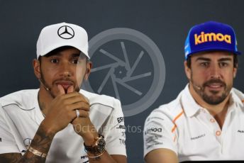 World © Octane Photographic Ltd. Formula 1 – Abu Dhabi GP - FIA Drivers’ Press Conference. Mercedes AMG Petronas Motorsport - Lewis Hamilton and McLaren – Fernando Alonso. Yas Marina Circuit, Abu Dhabi. Thursday 22nd November 2018.