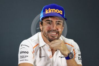 World © Octane Photographic Ltd. Formula 1 – Abu Dhabi GP - FIA Drivers’ Press Conference. McLaren – Fernando Alonso. Yas Marina Circuit, Abu Dhabi. Thursday 22nd November 2018.