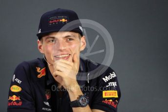 World © Octane Photographic Ltd. Formula 1 – Abu Dhabi GP - FIA Drivers’ Press Conference. Aston Martin Red Bull Racing TAG Heuer  – Max Verstappen. Yas Marina Circuit, Abu Dhabi. Thursday 22nd November 2018.