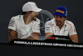 World © Octane Photographic Ltd. Formula 1 – Abu Dhabi GP - FIA Drivers’ Press Conference. Mercedes AMG Petronas Motorsport - Lewis Hamilton and McLaren – Fernando Alonso. Yas Marina Circuit, Abu Dhabi. Thursday 22nd November 2018.
