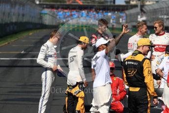 World © Octane Photographic Ltd. Formula 1 – Australian GP - Class of 2018. Mercedes AMG Petronas Motorsport AMG F1 W09 EQ Power+ - Lewis Hamilton, Renault Sport F1 Team RS18 – Carlos Sainz and Williams Martini Racing FW41 – Sergey Sirotkin. Albert Park, Melbourne, Australia. Sunday 25th March 2018.