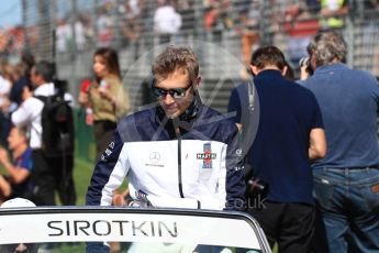 World © Octane Photographic Ltd. Formula 1 – Australian GP - Drivers’ Parade. Williams Martini Racing FW41 – Sergey Sirotkin. Albert Park, Melbourne, Australia. Sunday 25th March 2018.