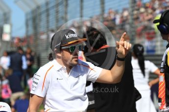 World © Octane Photographic Ltd. Formula 1 – Australian GP - Drivers’ Parade. McLaren MCL33 – Fernando Alonso. Albert Park, Melbourne, Australia. Sunday 25th March 2018.