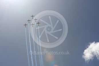 World © Octane Photographic Ltd. Formula 1 – Australian GP - Drivers’ Parade. Australian Air Force Aerobatic team - The Roulettes - Pilatus PC9/A. Albert Park, Melbourne, Australia. Sunday 25th March 2018.