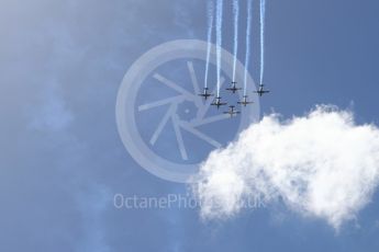 World © Octane Photographic Ltd. Formula 1 – Australian GP - Drivers’ Parade. Australian Air Force Aerobatic team - The Roulettes - Pilatus PC9/A. Albert Park, Melbourne, Australia. Sunday 25th March 2018.