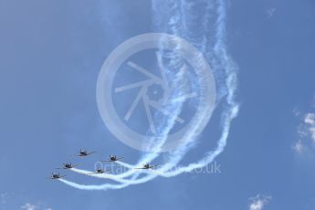 World © Octane Photographic Ltd. Formula 1 – Australian GP - Drivers’ Parade. Australian Air Force Aerobatic team - The Roulettes - Pilatus PC9/A. Albert Park, Melbourne, Australia. Sunday 25th March 2018.