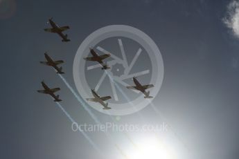 World © Octane Photographic Ltd. Formula 1 – Australian GP - Drivers’ Parade. Australian Air Force Aerobatic team - The Roulettes - Pilatus PC9/A. Albert Park, Melbourne, Australia. Sunday 25th March 2018.