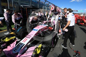 World © Octane Photographic Ltd. Formula 1 – Australian GP - Grid. Sahara Force India VJM11 - Sergio Perez. Albert Park, Melbourne, Australia. Sunday 25th March 2018.