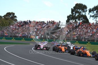 World © Octane Photographic Ltd. Formula 1 – Australian GP - Class of 2018. McLaren MCL33 – Fernando Alonso and Stoffel Vandoorne and Sahara Force India VJM11 - Sergio Perez. Albert Park, Melbourne, Australia. Sunday 25th March 2018.