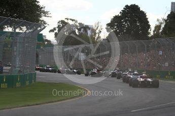 World © Octane Photographic Ltd. Formula 1 – Australian GP - Race. The pack fights in to turns 2 and 3. Albert Park, Melbourne, Australia. Sunday 25th March 2018.