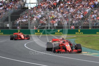 World © Octane Photographic Ltd. Formula 1 – Australian GP - Race. Scuderia Ferrari SF71-H - Kimi Raikkonen and Sebastian Vettel. Albert Park, Melbourne, Australia. Sunday 25th March 2018.