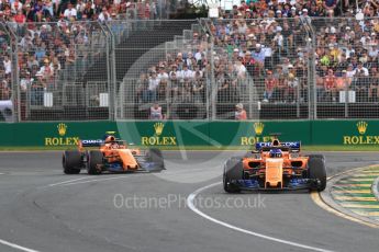 World © Octane Photographic Ltd. Formula 1 – Australian GP - Race. McLaren MCL33 – Fernando Alonso and Stoffel Vandoorne. Albert Park, Melbourne, Australia. Sunday 25th March 2018.