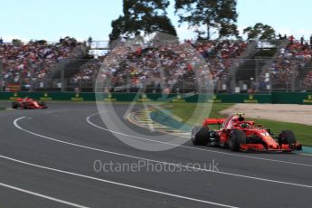 World © Octane Photographic Ltd. Formula 1 – Australian GP - Race. Scuderia Ferrari SF71-H - Kimi Raikkonen and Sebastian Vettel. Albert Park, Melbourne, Australia. Sunday 25th March 2018.