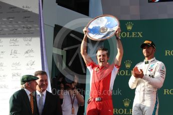 World © Octane Photographic Ltd. Formula 1 – Australian GP - Podium. Mercedes AMG Petronas Motorsport AMG F1 W09 EQ Power+ - Lewis Hamilton (2nd) - Inake Rueda – Ferrari Race Strategist. Albert Park, Melbourne, Australia. Sunday 25th March 2018.
