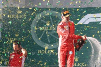 World © Octane Photographic Ltd. Formula 1 – Australian GP - Podium. Scuderia Ferrari SF71-H – Sebastian Vettel (1st) - Inake Rueda – Ferrari Race Strategist. Albert Park, Melbourne, Australia. Sunday 25th March 2018.