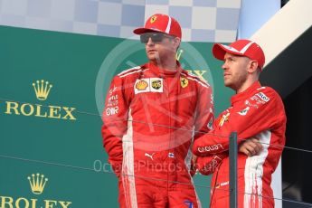 World © Octane Photographic Ltd. Formula 1 – Australian GP - Podium. Scuderia Ferrari SF71-H – Sebastian Vettel (1st) and Kimi Raikkonen (3rd). Albert Park, Melbourne, Australia. Sunday 25th March 2018.