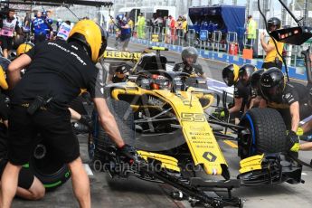 World © Octane Photographic Ltd. Formula 1 – Australian GP - Practice 3. Renault Sport F1 Team RS18 – Carlos Sainz pitstop practice. Albert Park, Melbourne, Australia. Saturday 24th March 2018.