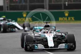 World © Octane Photographic Ltd. Formula 1 – Australian GP - Qualifying. Mercedes AMG Petronas Motorsport AMG F1 W09 EQ Power+ - Lewis Hamilton and Valtteri Bottas. Albert Park, Melbourne, Australia. Saturday 24th March 2018.