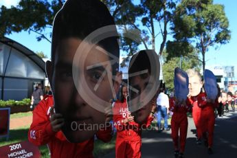 World © Octane Photographic Ltd. Formula 1 – Australian GP - Melbourne Walk. Driver head banners. Albert Park, Melbourne, Australia. Sunday 25th March 2018.