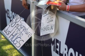 World © Octane Photographic Ltd. Formula 1 – Australian GP - Thursday Melbourne Walk. Hugs only. Albert Park, Melbourne, Australia. Thursday 22nd March 2018.