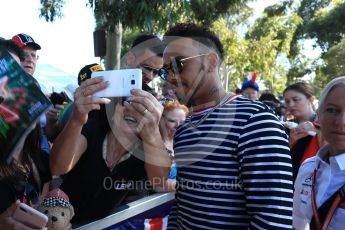 World © Octane Photographic Ltd. Formula 1 – Australian GP - Thursday Melbourne Walk. Mercedes AMG Petronas Motorsport AMG F1 W09 EQ Power+ - Lewis Hamilton. Albert Park, Melbourne, Australia. Thursday 22nd March 2018.