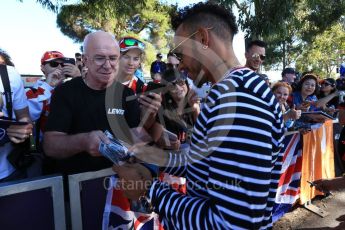 World © Octane Photographic Ltd. Formula 1 – Australian GP - Thursday Melbourne Walk. Mercedes AMG Petronas Motorsport AMG F1 W09 EQ Power+ - Lewis Hamilton. Albert Park, Melbourne, Australia. Thursday 22nd March 2018.