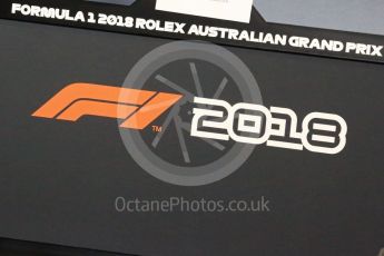 World © Octane Photographic Ltd. Formula 1 logo – Australian GP - Drivers’ Press Conference. Albert Park, Melbourne, Australia. Thursday 22nd March 2018.