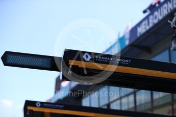 World © Octane Photographic Ltd. Formula 1 – Australian GP - Wednesday Setup. Renault Sport F1 Team logo. Albert Park, Melbourne, Australia. Wednesday 21st March 2018.